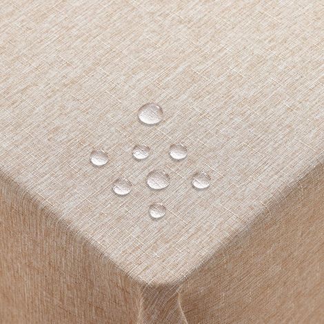 Nappe lavable aspect lin 140x240cm Rectangulaire Imperméable Facile d'entretien