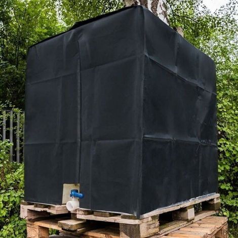1 Housse de protection réservoir IBC 1000L, Polyester 210D, Anti-UV Imperméable, Noir, Extérieur (1/5)