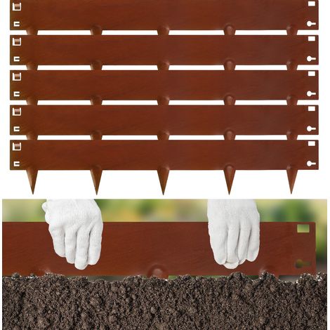 Randaco Rasenkante mit Spitzen Metall 100 x 18 cm 35m Beeteinfassung Mähkante Verzinkt Wegbegrenzung Beetumrandung Palisade Rost