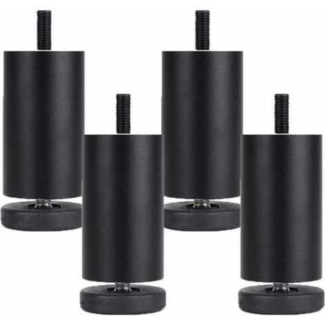 4 Pieds Réglables pour Armoires Pieds de Tables Réglables Pieds Remplacements pour Sofa Lit Chaise Noir - 10cm (1/4)