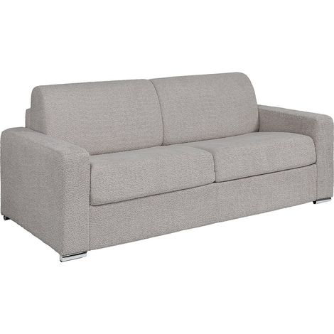 Divano letto 4 posti a ribalta Posto letto 160 cm Materasso 14 cm in bouclette Grigio - CALITO