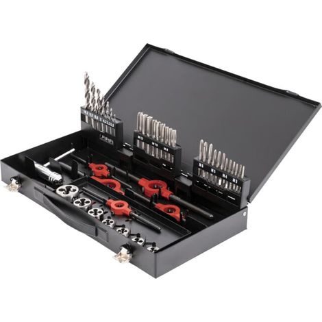 Kit de filetage avec jeu de tarauds STIER, 45 pièces (M3-12)