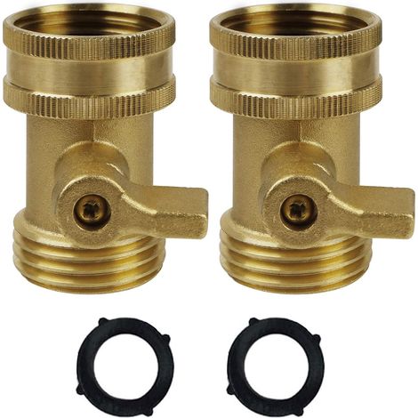 Vanne d'arrêt d'alimentation en eau Raccords de tuyau d'arrosage en laiton massif 3/4" - 2 pièces (1/5)