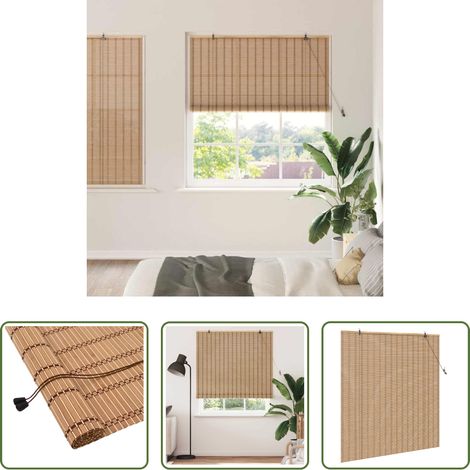 Store en bambou - Store enrouleur avec des rideaux Nature 140 x 160 cm Bambou (1/5)