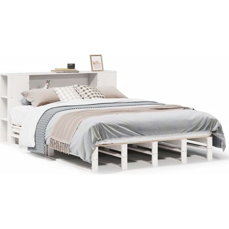 Maison Exclusive - Letto Libreria senza Materasso Bianco 135x190 cm Legno Massello
