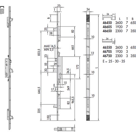 Cisa 46450-35-0 Serratura Multip Cil Sag Rull
