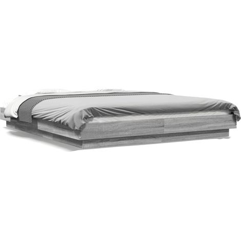 Maison Exclusive - Estructura cama con luces LED madera gris Sono