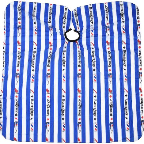 Blouse de coupe bleue et blanche à rayures pour coiffeur, salon de coiffure et barbier, cape de coupe de cheveux professionnelle (1/5)