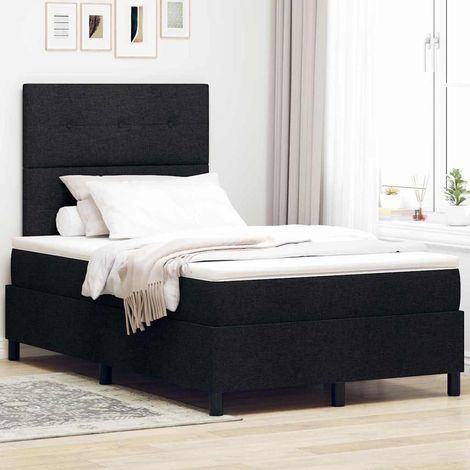 Boxspringbett mit LED-Lichtleisten Schwarz 120 x 190 cm Stoff vidaXL (1/5)
