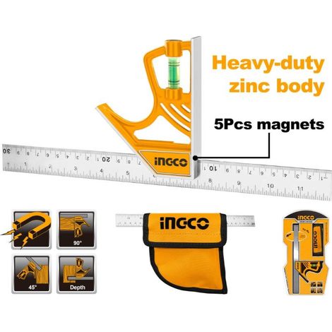 INGCO REGLA ESCUADRA MAGNETICA 300 MM.HSR530255