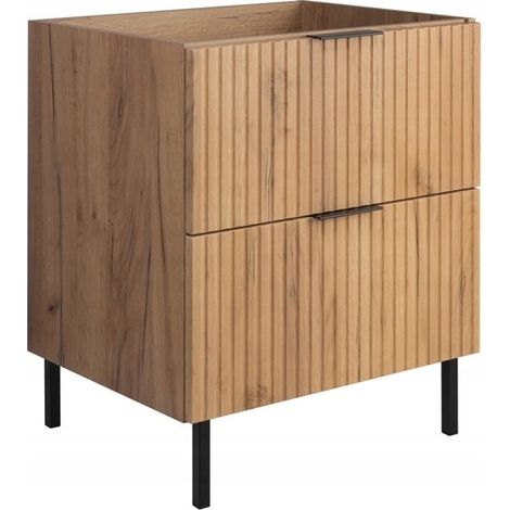 Rodan Waschbeckenunterschrank 60 cm, Braun Matt und Goldene Eiche, 46 x 60 x 77 cm, MDF, feuchtraumgeeignet, Badmöbel
