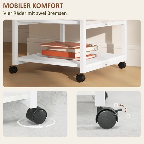 Table support imprimante avec roulettes, étagère 3 niveaux, support en acier 50x50x52,5 cm (1/5)