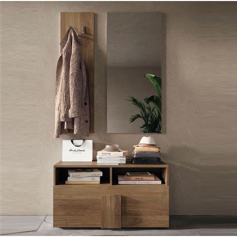 Set Mobili ingresso, base 1 ribalta colore mercure, appendiabiti, specchiera - Jupiter (1/2)