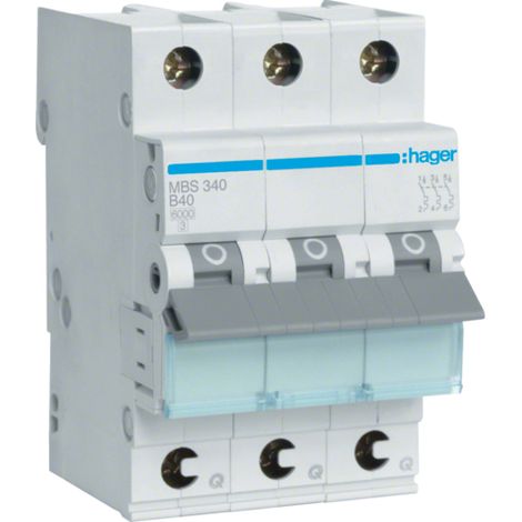 Interruttore Hager mbs340 40 A 3 poli guida DIN
