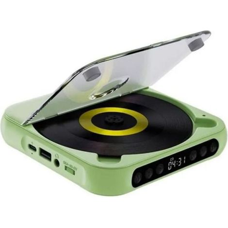 Lecteur CD Portable Bluetooth USB Prise Audio 3,5mm Vert, Compact, Haute Qualité, Compatible Voiture et Maison, Musique Sans Fil,MP3