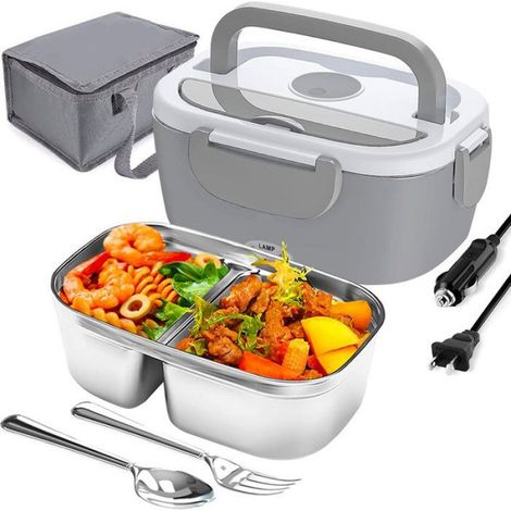 Boîte Repas Électrique Chauffante 1.5L 80W Portable Inox 12V/24V Voiture Camion Et 220V Maison Bureau Avec Sac Isotherme Et (1/5)