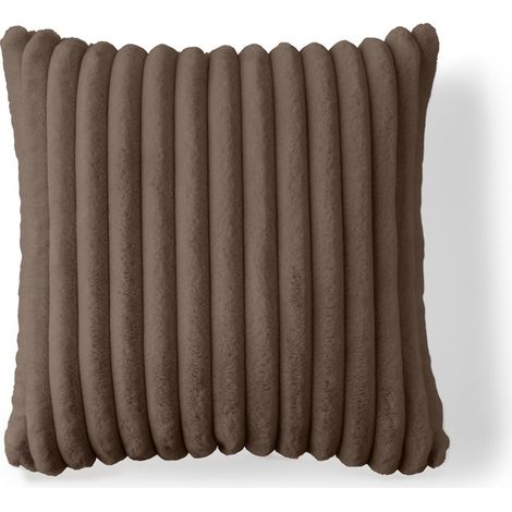 Sierra - coussin - en fausse fourrure côtelé - 40x40 cm - marron (1/5)