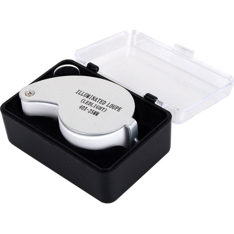 Loupe de bijoutier 40X avec éclairage LED pour examen détaillé (1/5)
