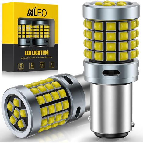 1157 LED Blanc, Super Lumineux 54-SMD 3030, Remplacement BAY15D 2057 2357 7528 P21/5W LED pour Feux Arrière, Feu Stop, Signal de Freinage, Veilleuse Voiture 12V, Pack de 2 (1/5)