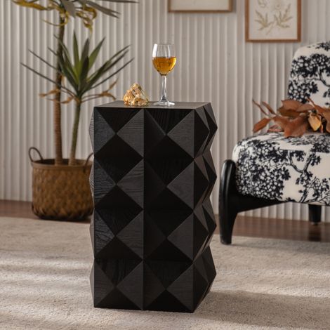 Mesa auxiliar retro de madera maciza y MDF negra OKMYHOME (1/5)