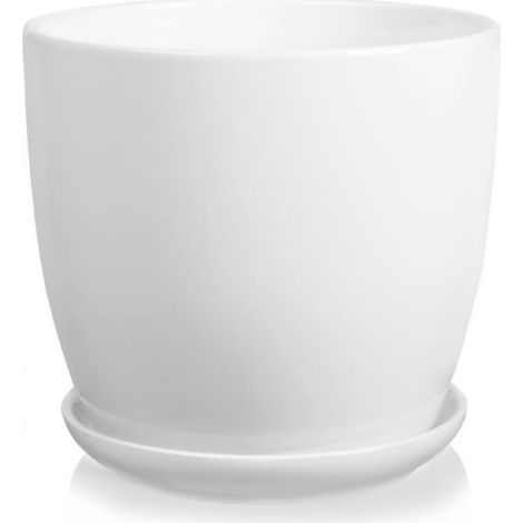 Keramikblumentopf mit Untertasse, weiß, 15 cm (1/3)