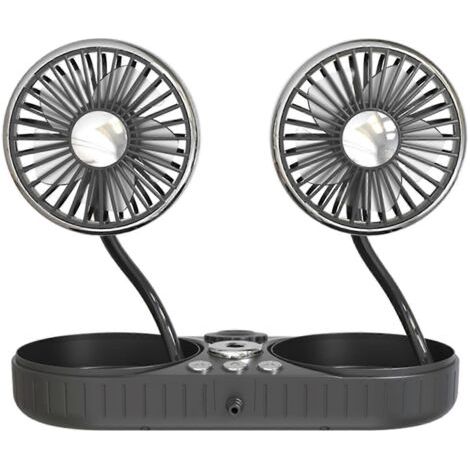 Ventilateur humidificateur USB 2 en 1 pour voiture, double flux pour la tête, 3 vitesses, pour tableau de bord de camion et véhicule. (1/5)