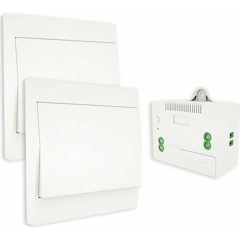 UlisemRF433 Funkschalter, batterielos, Zweiwege-Wandfernbedienung, autarker Wandschalter, keine Verkabelung, Wandpanel-Sender (2-Wege-Kit), wasserdicht für drinnen und draußen (1/4)