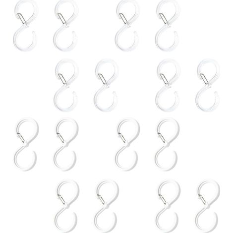 Lot de 16 Crochets de S Structure Verrouillable, Faciles à Installer, en Fil Métallique pour Rideaux, Adaptés Salle de Bain et Extérieur (1/5)