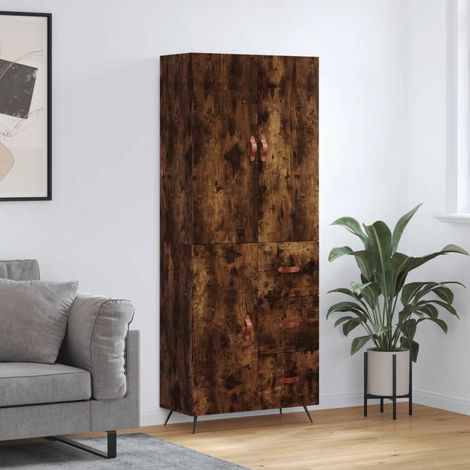 Highboard Räuchereiche 69,5x34x180 cm Holzwerkstoff