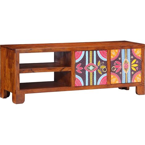 Meuble TV Banc TV Meuble de rangement - multicolore 110x30x40 bois d'acacia massif fr2524 - Maison La Vie