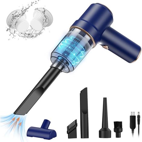 Aspirateur portatif sans fil, aspirateur de voiture, mini aspirateur portatif, puissance d'aspiration puissante, rechargeable 2 en 1, aspiration légère pour le nettoyage (1/5)