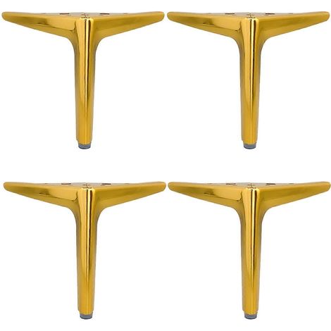 Ensemble de 4 pieds de meubles en métal, style élégant, pieds de canapé interchangeables, adaptés aux étagères, canapés, armoires, chaises, tables basses, couleur or. (1/5)