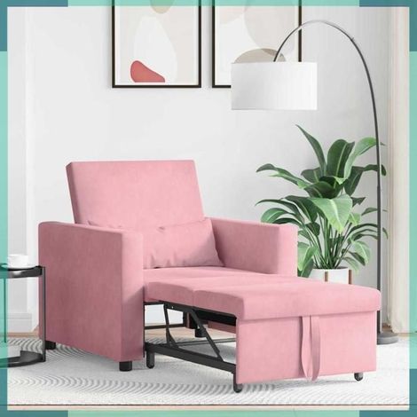 Canapé-lit escamotable simple - 42002701 - Rose clair - Velours - Convertible 90 x 165 x 87 cm (1/5)
