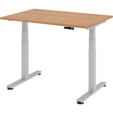 bümö Schreibtisch elektrisch XDSM Rechteck: 120 x 80 cm  Nussbaum