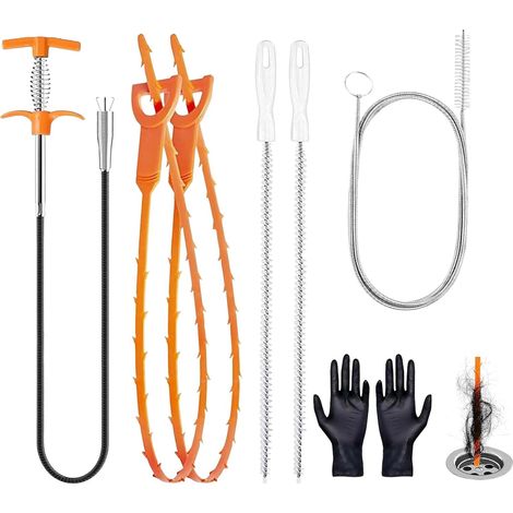 Tournevis de débouchage de canalisation 1,6 m, outil de décolmatage, spirale de nettoyage pour évier, cuisine, toilette, douche et baignoire (1/5)