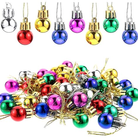 Lot de 36 Boules de Noël, 3cm Boule Sapin de Noel, Argent, Or, Rouge, Vert, Rose et Bleu Boule de Noel avec Boucle de Suspension Pendentifs pour Sapin de Noël (1/5)