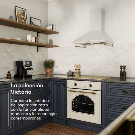 Klarstein Victoria Horno empotrable Diseño retro 9 funciones 50-250°C marfil (1/5)