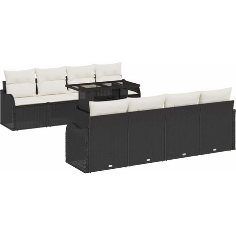 Maison Exclusive - Conjunto de sofá de jardín 9 pcs Negro Rattan (1/5)