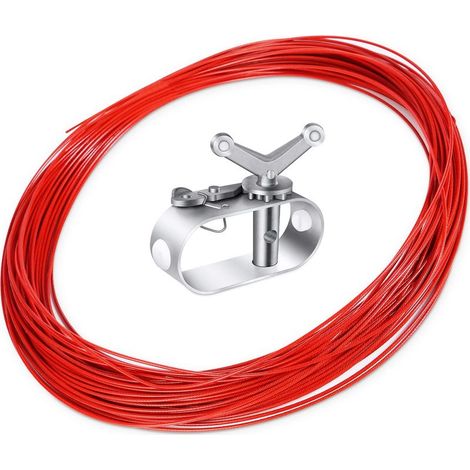 Pool Cover Tensioner Cable and Winch, 30m Pool Cover Fixed Strap, Ratchet Tensioner for Cable and Wire to Secure Above Ground Pool Covers in Winter (Red 1 Piece)