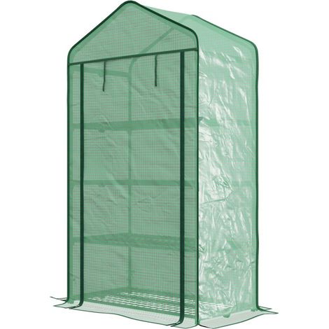 Serra da giardino Serra da balcone Serra a 4 ripiani 90L x 49W x 160H cm Acciaio zincato Copertura rimovibile in PE ad alta densità Green-Crezuo