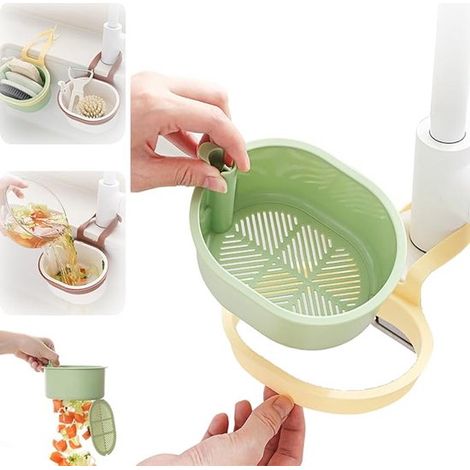 Cesta de desagüe para fregadero，1 pieza，Escurridor de fregadero，Cubo de basura para fregadero，Escurridor de desagüe，Evita obstrucciones，Verde (1/5)
