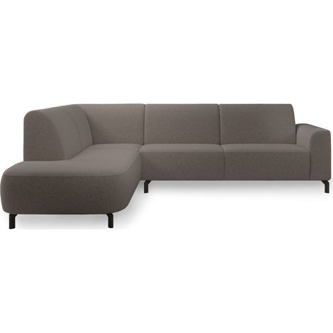 Selsey Lununa – Ecksofa mit Armlehne, Bouclé, Ottomane links, Graubraun