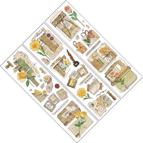 6 feuilles autocollants vintage nature PET DIY retrait facile scrapbooking déco fleurs journaling carnet artisanat (1/5)