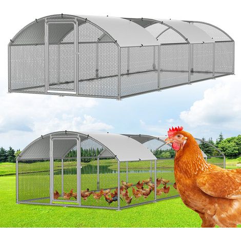 TolleTour Hühnerstall Hühnerhaus 3x8x2m Bogenaufsatz Kleintierstall Freilaufgehege Kleintiergehege Voliere Freigehege Hühnerkäfig Geflügelstall Verzinkter Stahl