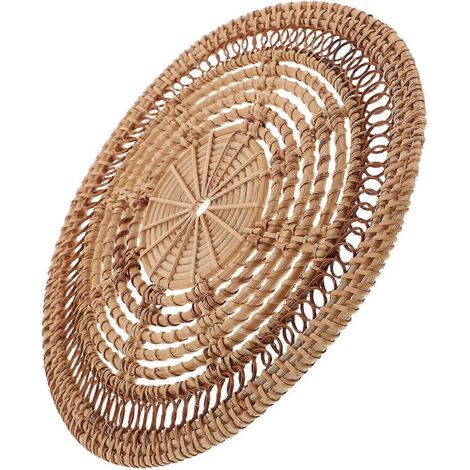 Décoration murale en rotin tressé à la main, style bohème, marron clair, 30 cm, idéale pour le salon, la chambre ou une décoration murale de style campagnard.