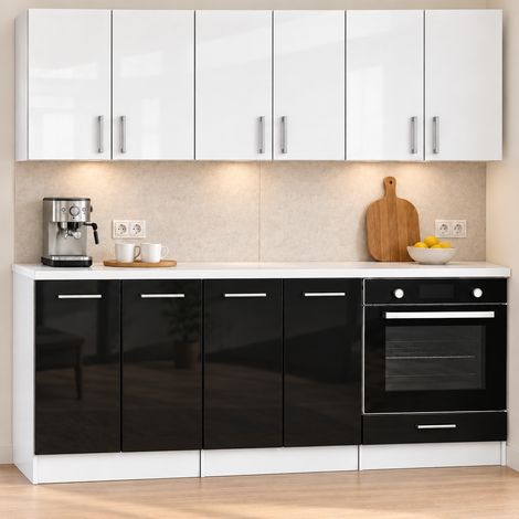 ROE Furniture zestaw kuchenny 180 cm - Czarny połysk dół / biały połysk góra (1/5)