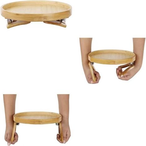 25 cm großes Sofatablett aus Holz, klappbarer Sofatisch, neigbare Armlehnenstütze, aufsteckbares Tablett für Getränke, stabile Tischplatte, für den Einsatz im Esszimmer. (1/4)
