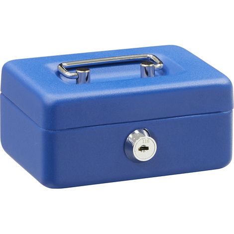 ARREGUI Elegant Caja Caudales con Llave para Contar y Transportar Dinero, Caja de Seguridad de acero con ranura, Caja fuerte portatil 12,5 cm de ancho Azul C9005