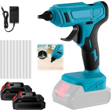 Pistolet à colle, Pistolet à colle thermofusible électrique, Pistolet colle chaude sans fil, 2 batteries chargeur et 10 bâtons colle (1/5)