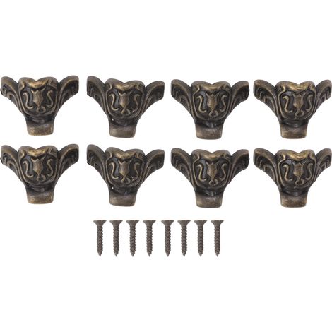 Lot de 8 pieds décoratifs en alliage de zinc bronze pour boîtes et petits meubles à bijoux protections d'angle. (1/5)